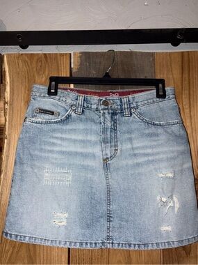 Dolce & Gabbana Light Blue Distressed Denim Mini Skirt
